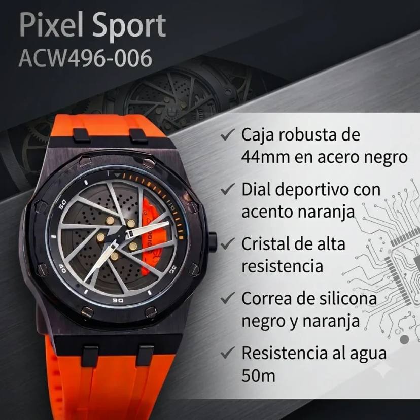 Reloj Invicta Pixel Sport ACW496-006 Negro y Naranja