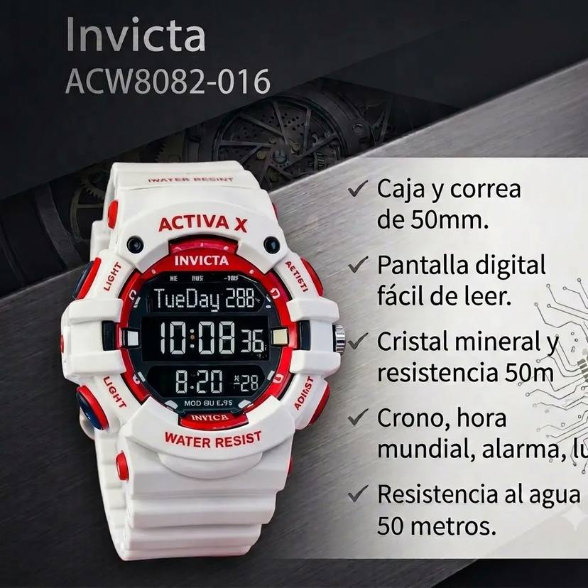Reloj Invicta Activa X ACW8082-016 Blanco y Rojo